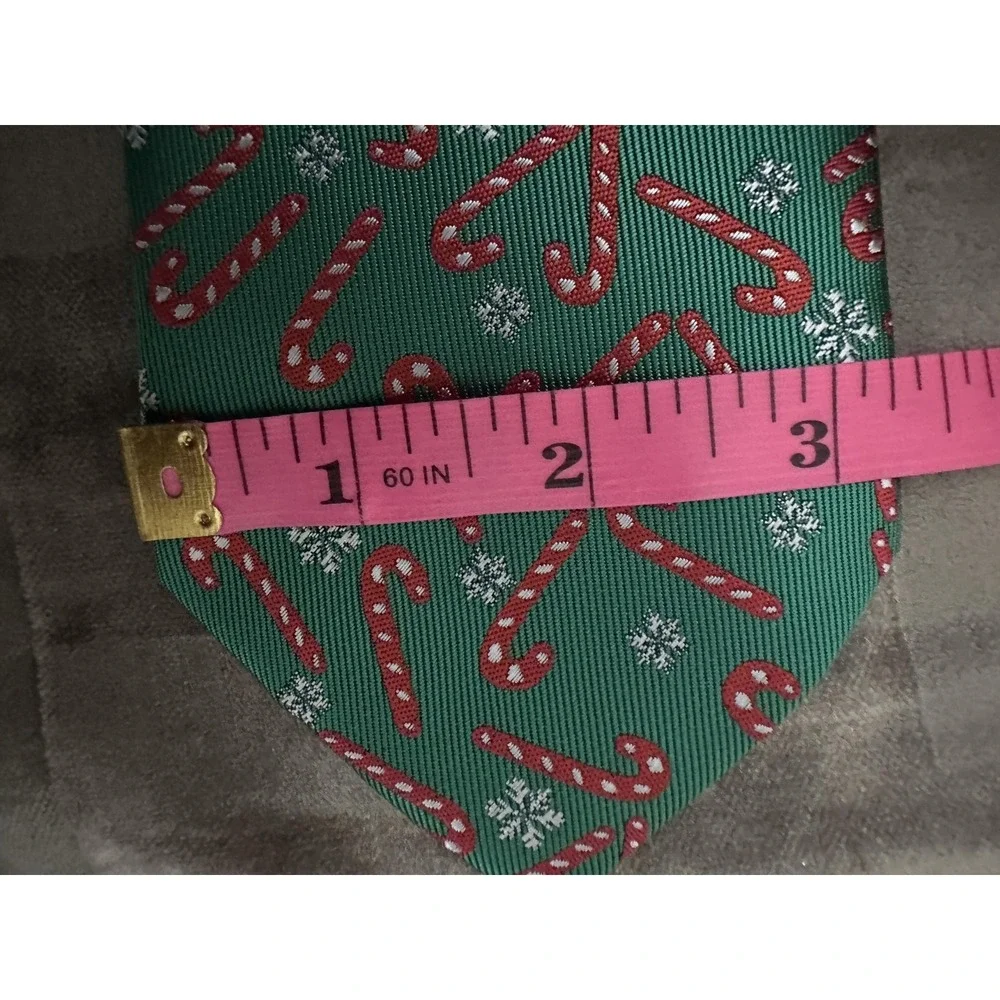 Barry.Wang Tie Set Mens Green Candy‎ Cane Christmas Pocket Square Cufflinks